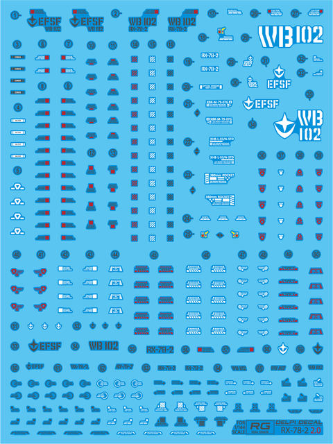 Delpi Water Decal (ดีคอลน้ำ) RG RX-78-2 2.0 Gundam