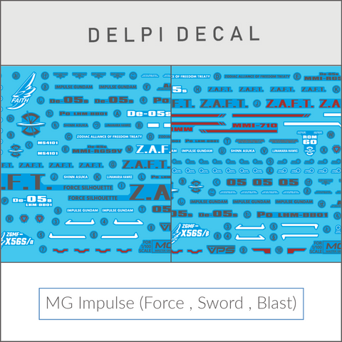 Delpi Water Decal (ดีคอลน้ำ) MG Impulse (Force , Sword , Blast) Gundam