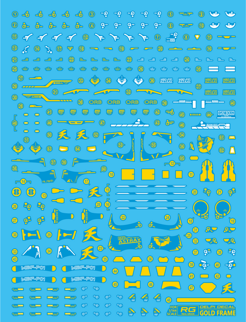 Delpi Water Decal (ดีคอลน้ำ) RG Astray Gold Frame Gundam (White Holo)