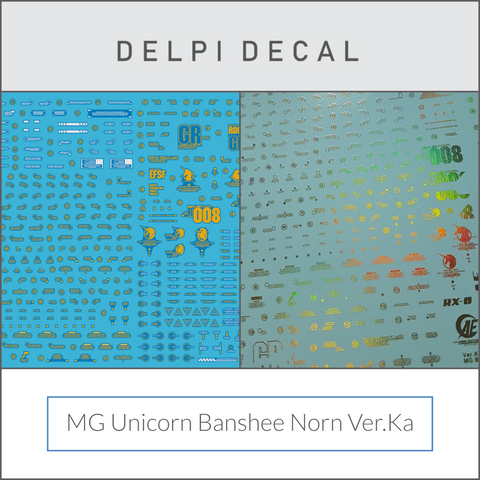 Delpi Water Decal (ดีคอลน้ำ) MG Unicorn Banshee Norn Ver.KA Gundam (White & Gold Holo)