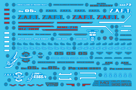 Delpi Water Decal (ดีคอลน้ำ) MG Impulse (Force , Sword , Blast) Gundam