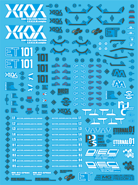 Delpi Water Decal (ดีคอลน้ำ) MG Freedom 2.0 Gundam